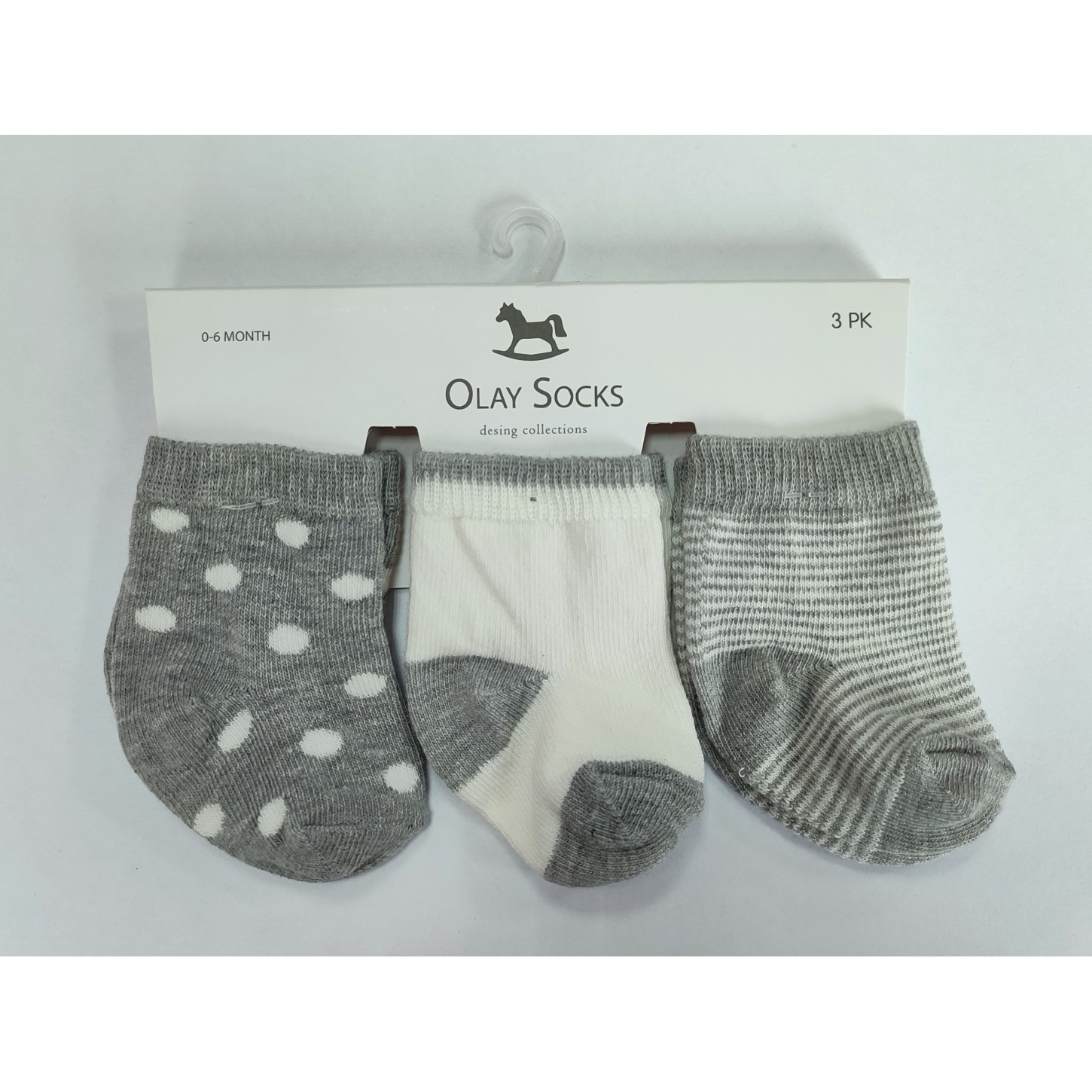 Носки 3 пары Olay Socks 02-MB0016-52/меланж/молочный/горох/полоска - фото 1