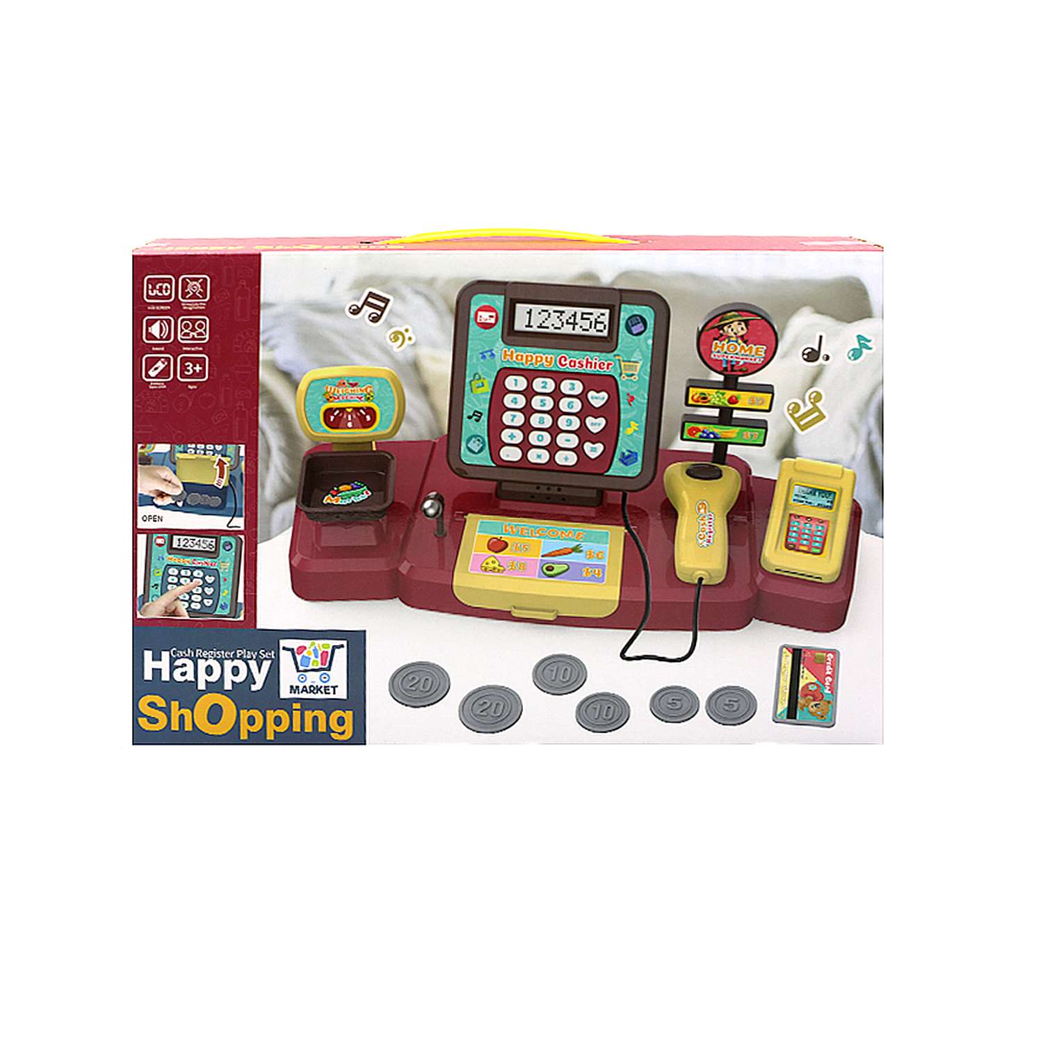 Касса детская для ребенка SHARKTOYS Игровой набор с корзиной и продуктами - фото 3