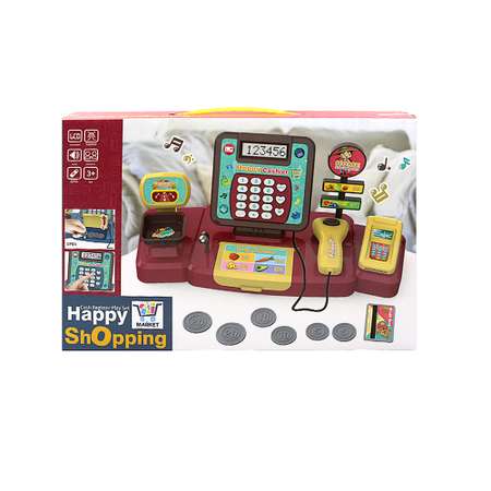 Касса детская для ребенка SHARKTOYS Игровой набор с корзиной и продуктами