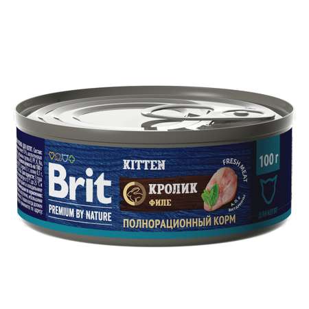 Корм для котят Brit Premium с кроликом консервированный 100г