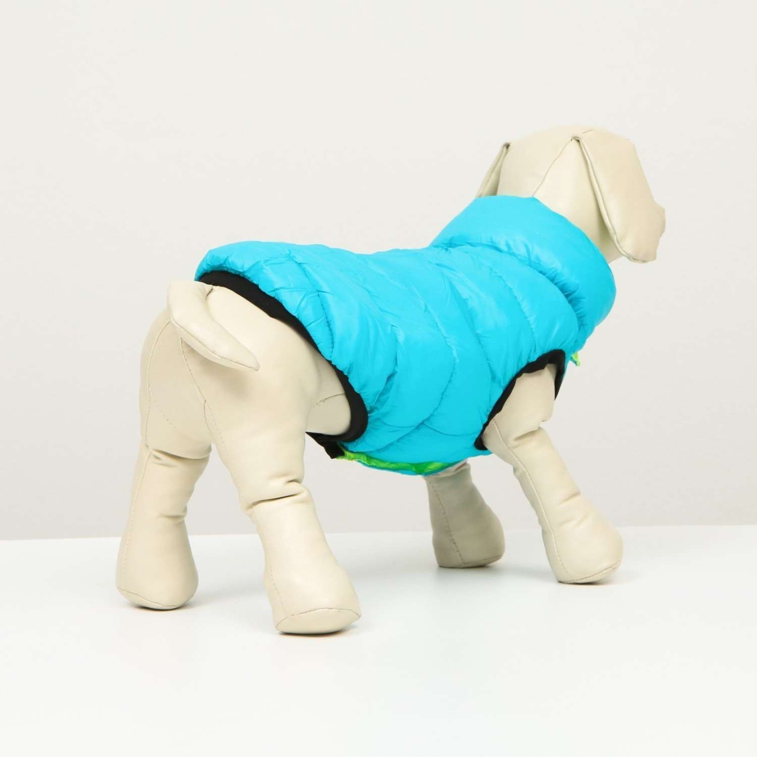 Куртка для собак Sima-Land двухсторонняя M бирюзовая/салатовая - фото 4