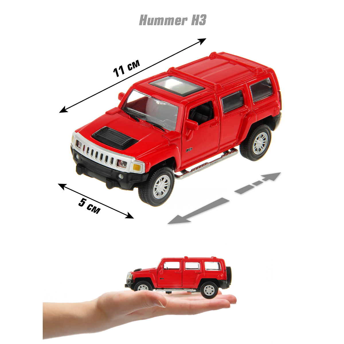 Внедорожник HOFFMANN Hummer H3 1:43 красный 122228 - фото 2