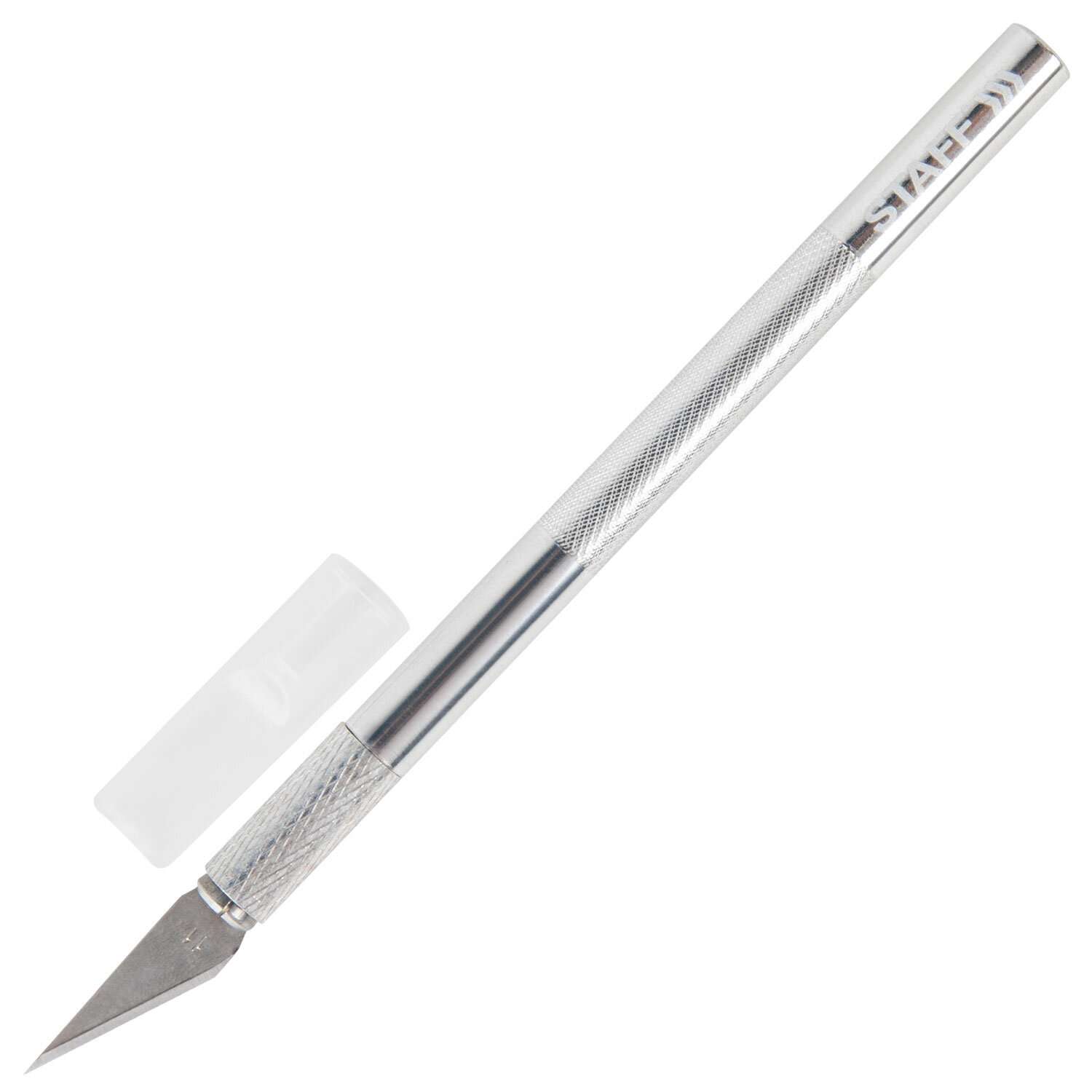 Нож канцелярский Staff скальпель металлический макетный 6 лезвий - фото 3