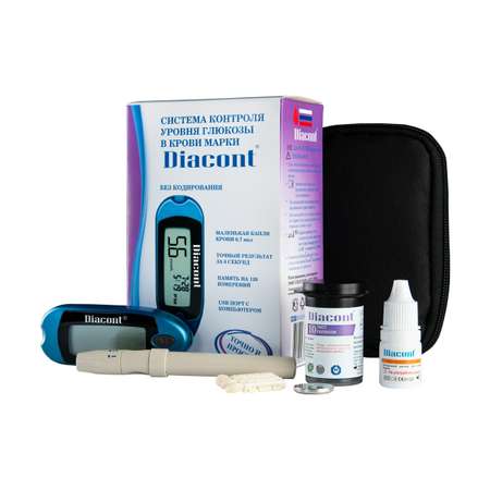 Глюкометр DIACONT Система контроля уровня глюкозы в крови Компакт