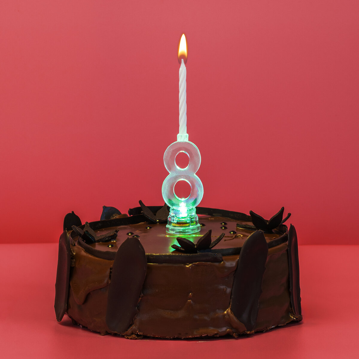 Подсвечник Золотая сказка на торт цифра 8 набор 4 свечи 6 см - фото 4
