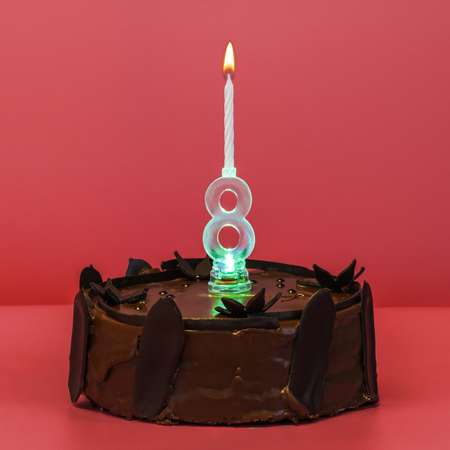 Подсвечник Золотая сказка на торт цифра 8 набор 4 свечи 6 см
