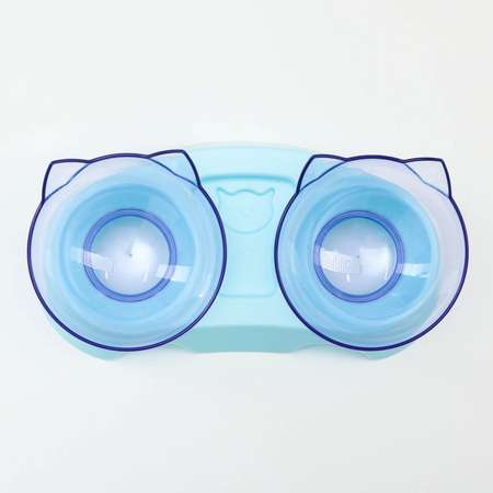 Миски Пижон пластиковые на голубой подставке 30х15.5х12 см прозрачные