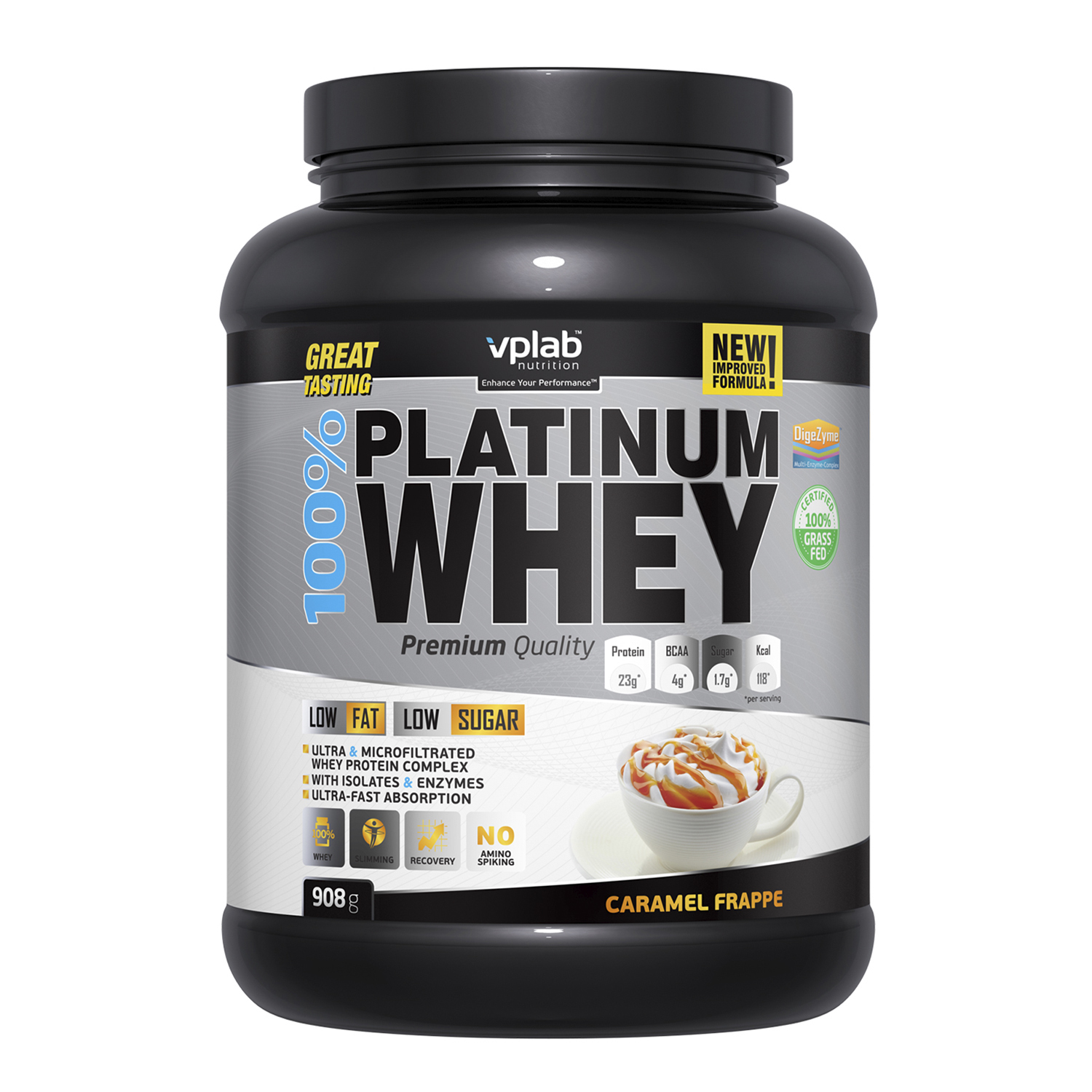 Протеин VPLAB Platinum Whey 100% карамельный фраппе 908г - фото 1