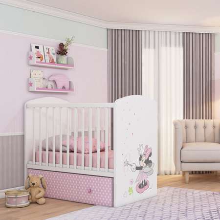 Комод Polini kids Disney baby Минни Маус Фея с 3ящиками Белый-Розовый