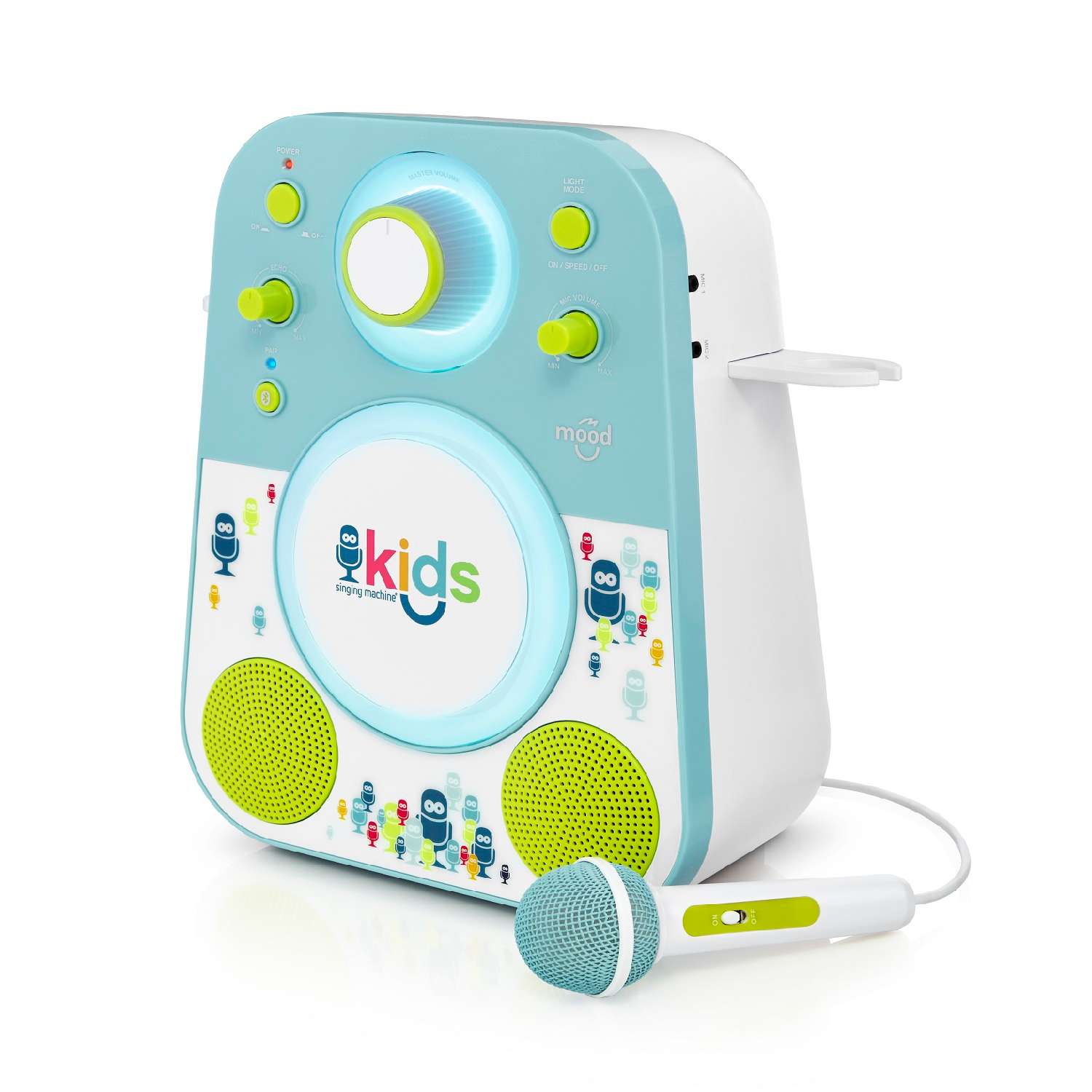 Детская караоке система Singing Machine с цветной LED подсветкой синий/зеленый Bluetooth - фото 1
