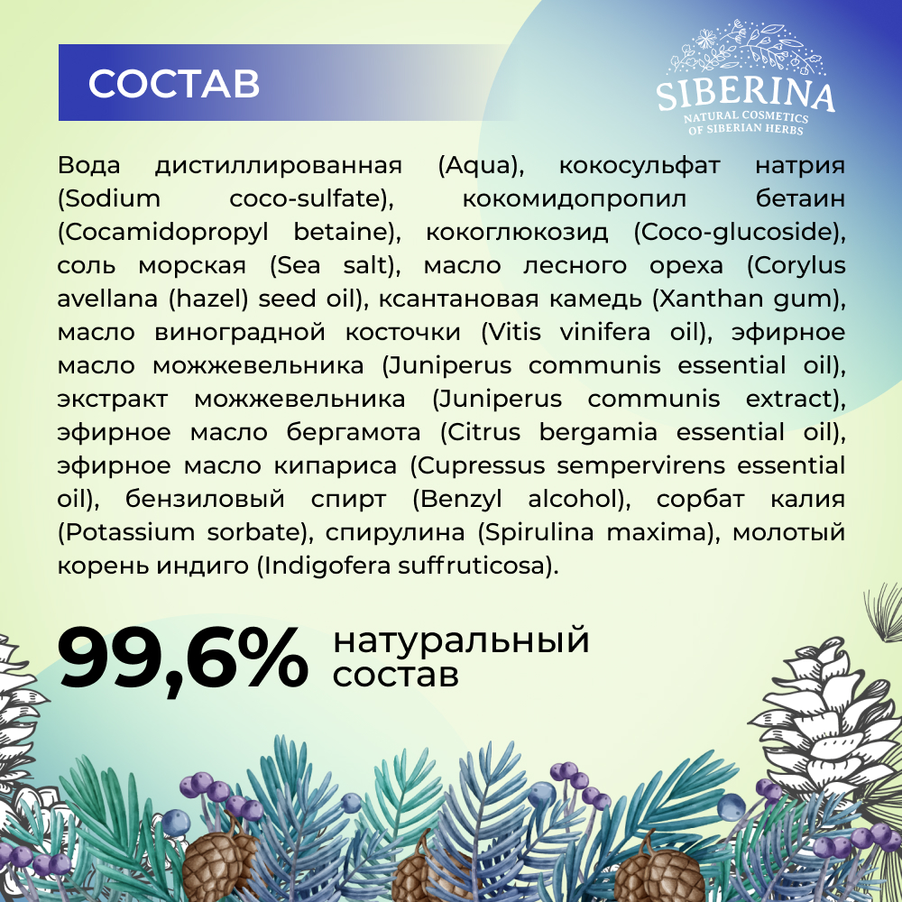 Жидкое мыло Siberina натуральное «Можжевельник» противовоспалительное и очищающее 200 мл - фото 6