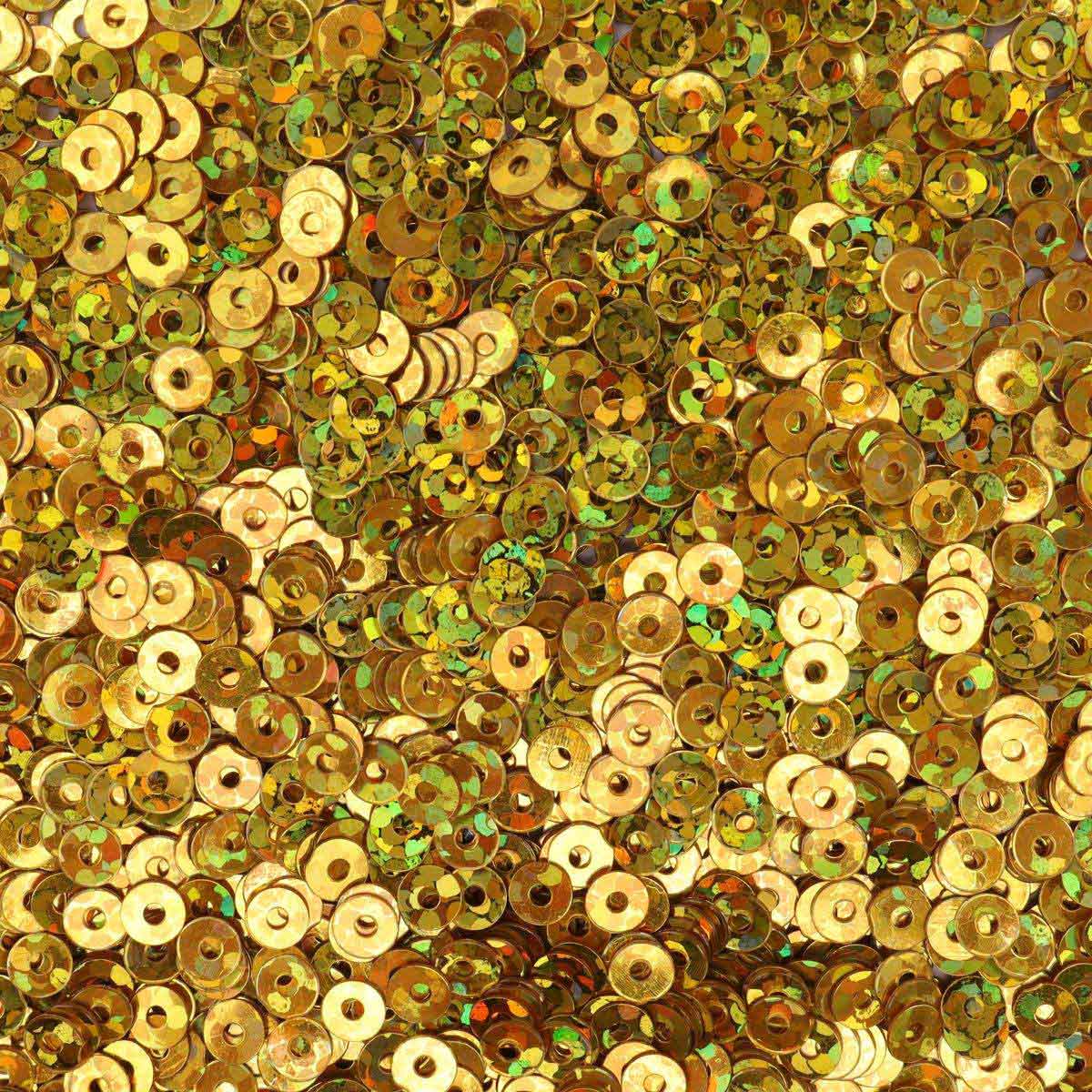 Пайетки Astra Craft плоские декоративные для творчества и рукоделия 3 мм 10 гр золото голограмма - фото 1