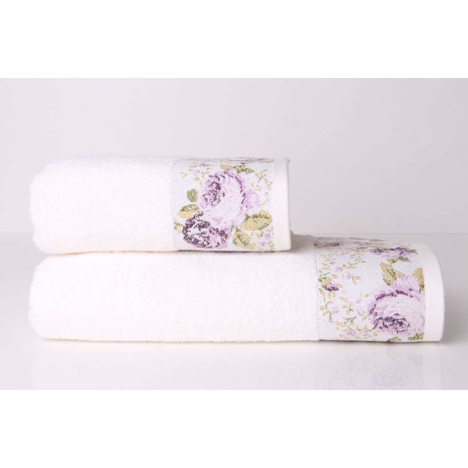 Полотенце для ванной Arya Home Collection Desima 70x140 Белый и Лиловый - фото 1