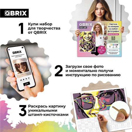 Картина по номерам QBRIX из любой фотографии Pop-art 40х50