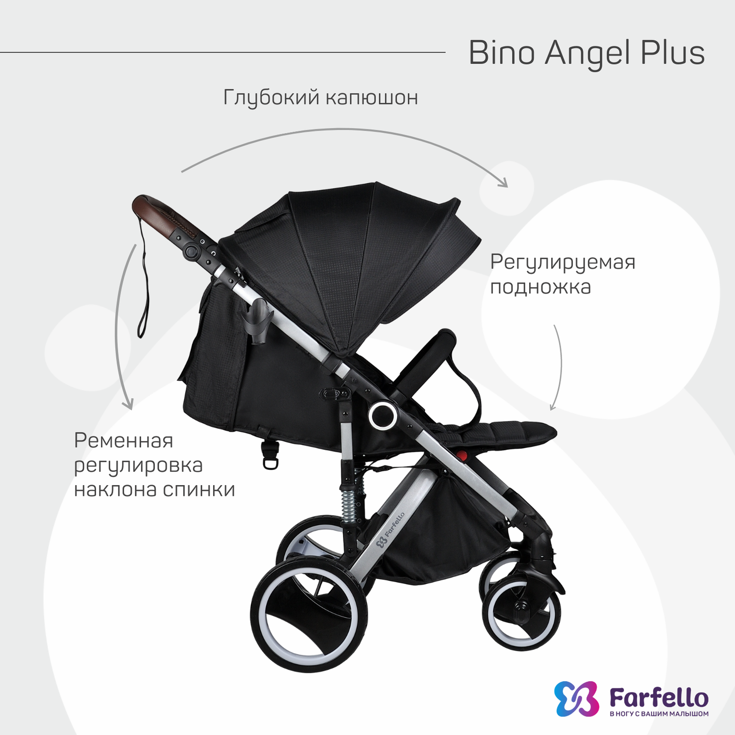 Коляска прогулочная детская Farfello Bino Angel Plus - фото 4