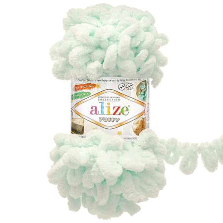 Пряжа для вязания Alize puffy 100 г 9 м микрополиэстер фантазийная плюшевая 15 св.бирюза 5 мотков