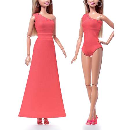 Боди и юбка одежда для кукол Barbie VIANA красный