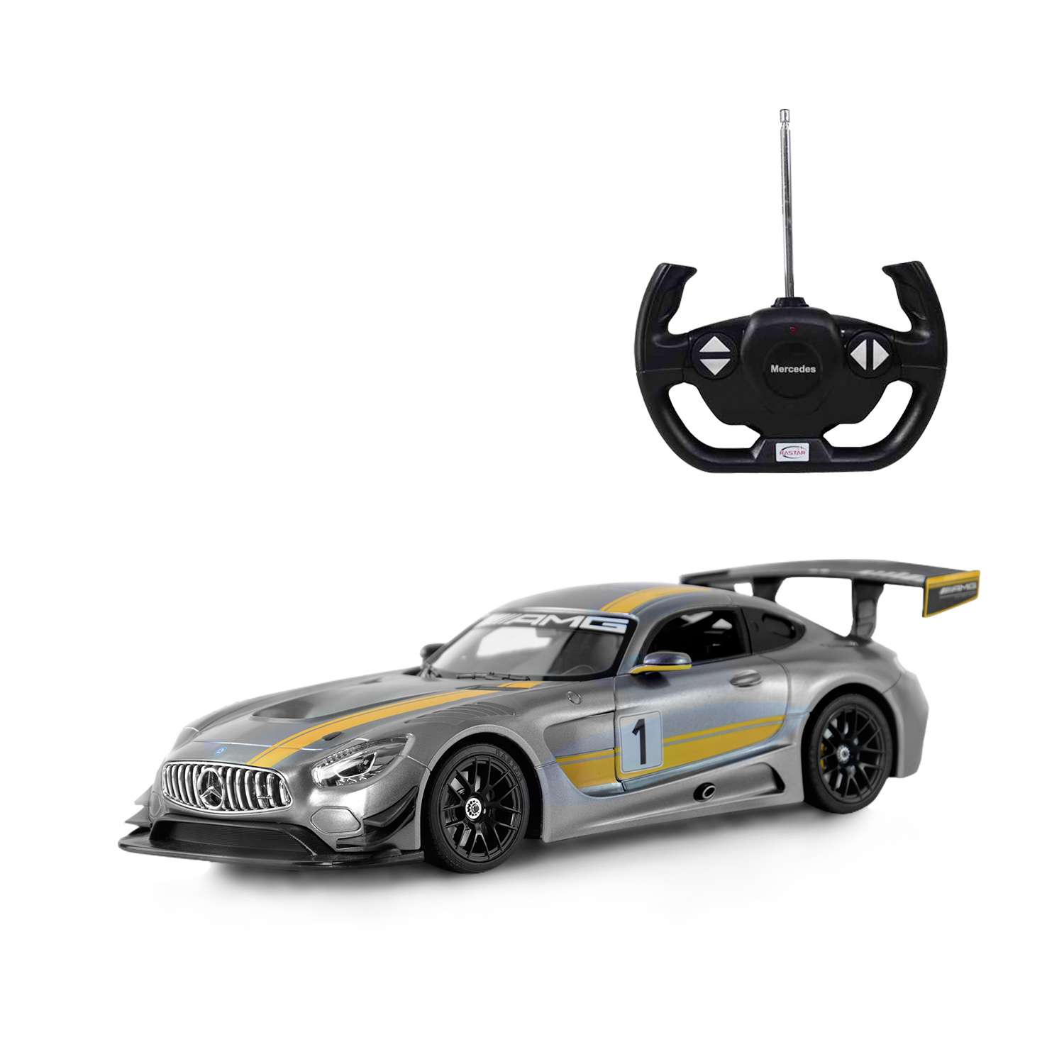 Машинка на радиоуправлении Rastar Mercedes AMG GT3 1:14 Серая - фото 1