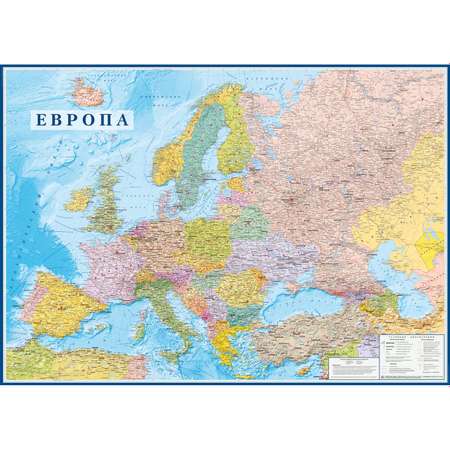 Карта настенная Атлас Принт Европа от Атлантики до Урала 1.43x1.02 м