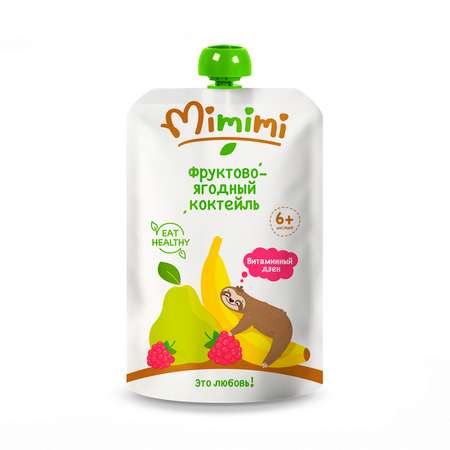 Пюре Mimimi из груш банана и малины фруктово-ягодный коктейль 180г с 6месяцев