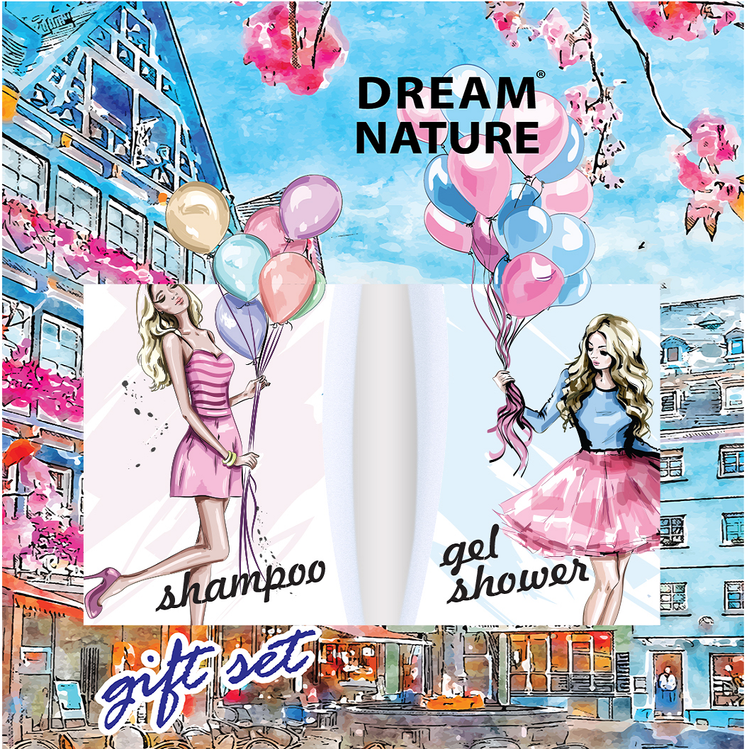 Подарочный набор для женщин Dream Nature Шампунь для чувствительной кожи головы и гель для душа Малина и Мята по 250 мл - фото 2