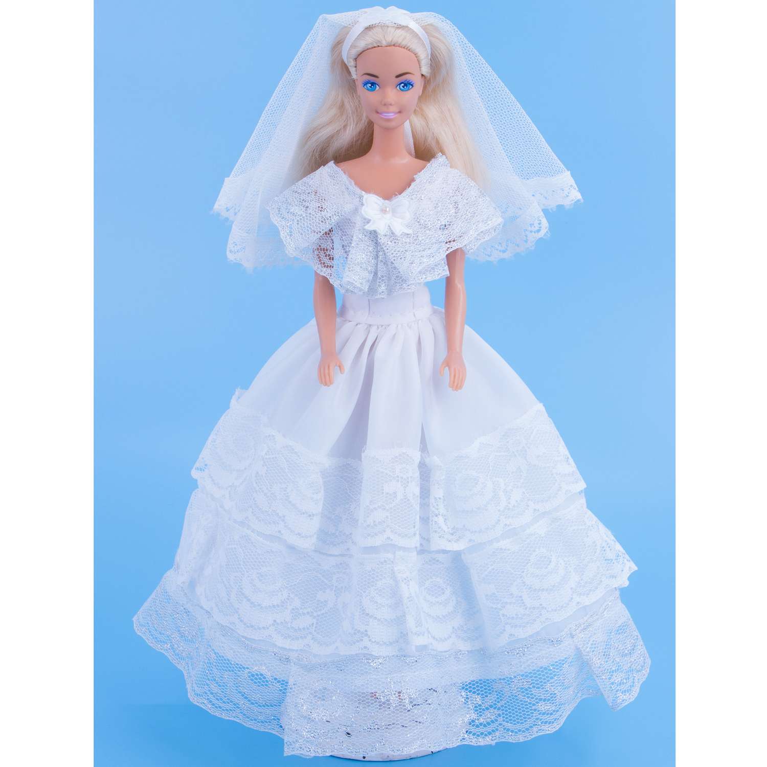 Одежда для кукол Модница 29 см Свадебное платье с фатой 1904 белый-серебро 1904белый&amp;серебро - фото 8