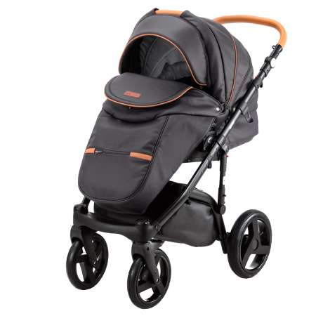 Коляска 2в1 BeBe-mobile Ravenna Deluxe V205 Черная кожа+Карамельная кожаная отделка