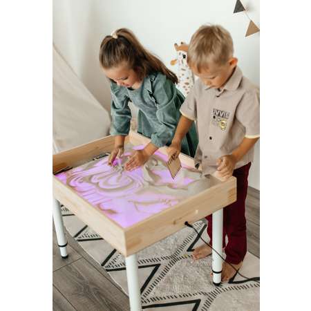 Песочница ИНТЕРЕС Световой стол для рисования песком с подсветкой и отсеком 50х70 см с набором