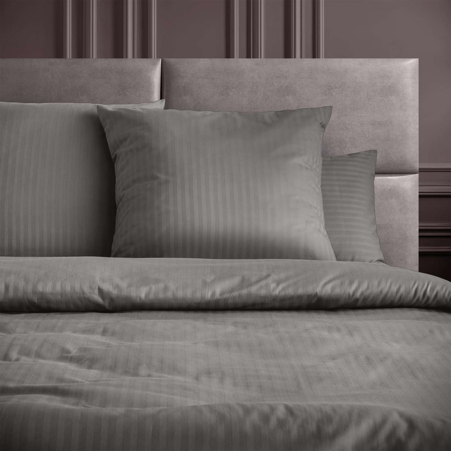 Комплект постельного белья LOVEME Gray Евро 4 наволочки страйп-сатин 100% хлопок - фото 4