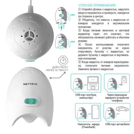 Фумигатор USB NETTRIX для жидкости