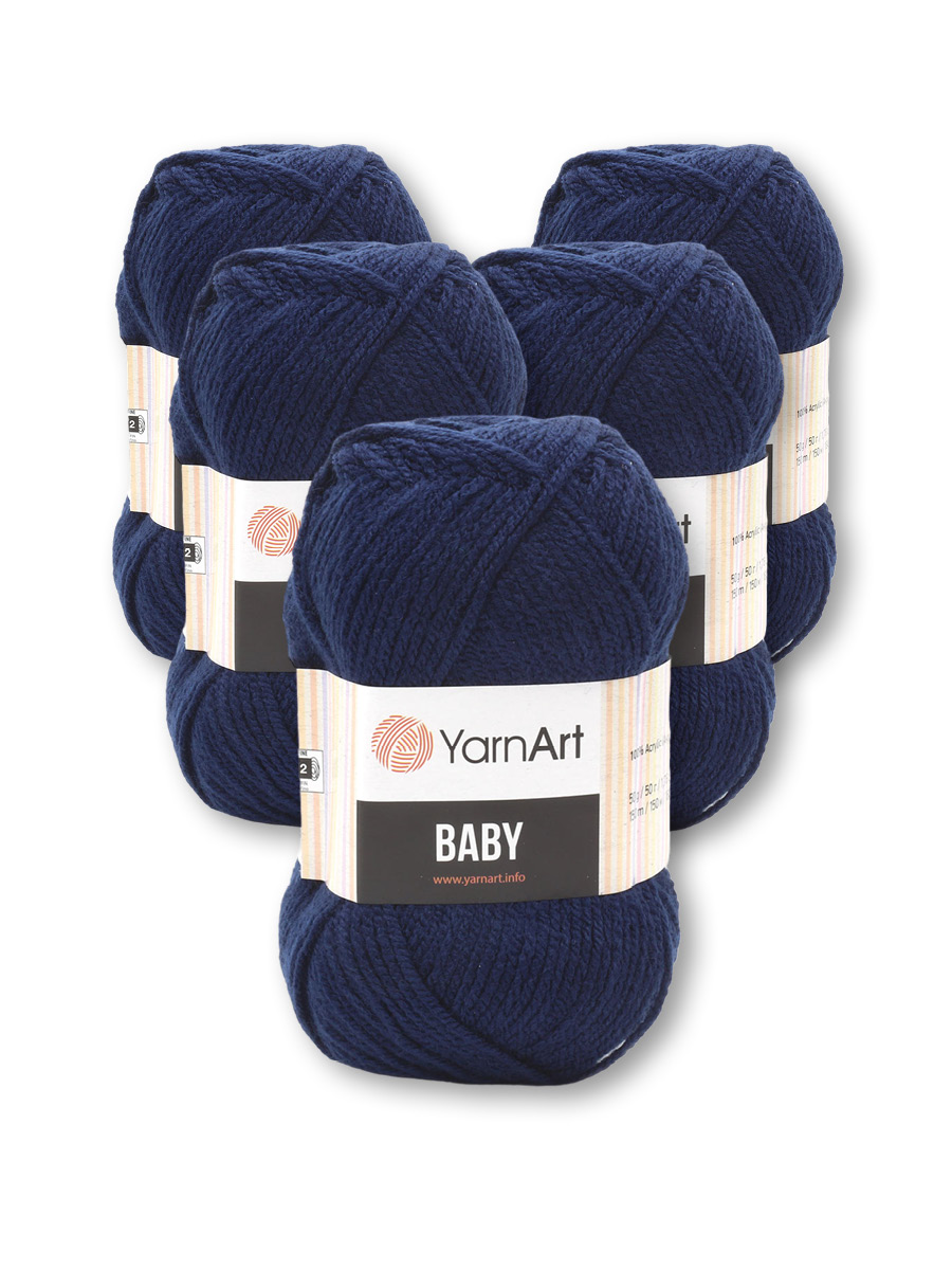 Пряжа для вязания YarnArt Baby 50 гр 150 м акрил мягкая детская 5 мотков 583 т.синий - фото 6