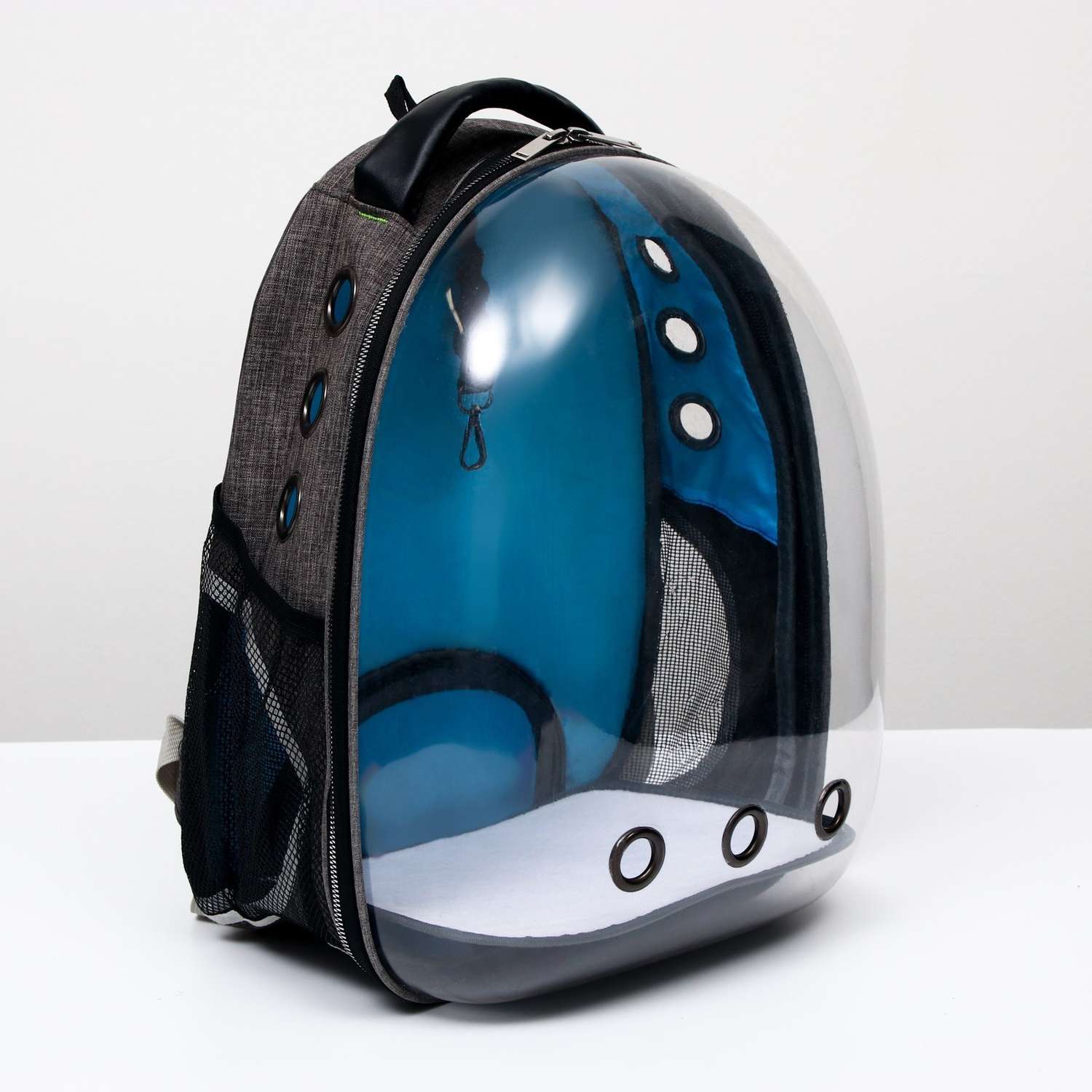 Рюкзак для переноски животных Пижон прозрачный голубой - фото 1