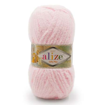 Пряжа для вязания Alize softy plus 100 г 120 м микрополиэстер мягкая плюшевая 31 светло-розовый 5 мотков