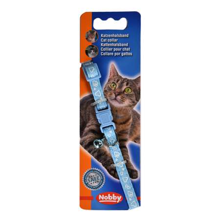 Ошейник для кошек Nobby с бубенчиком Сердечки Голубой 78066-06