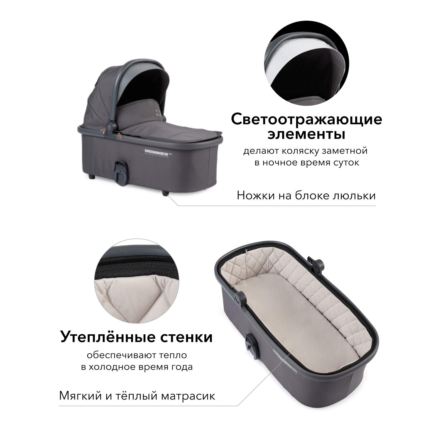 Коляска 2в1 Happy Baby Mommer Pro Dark grey - фото 5