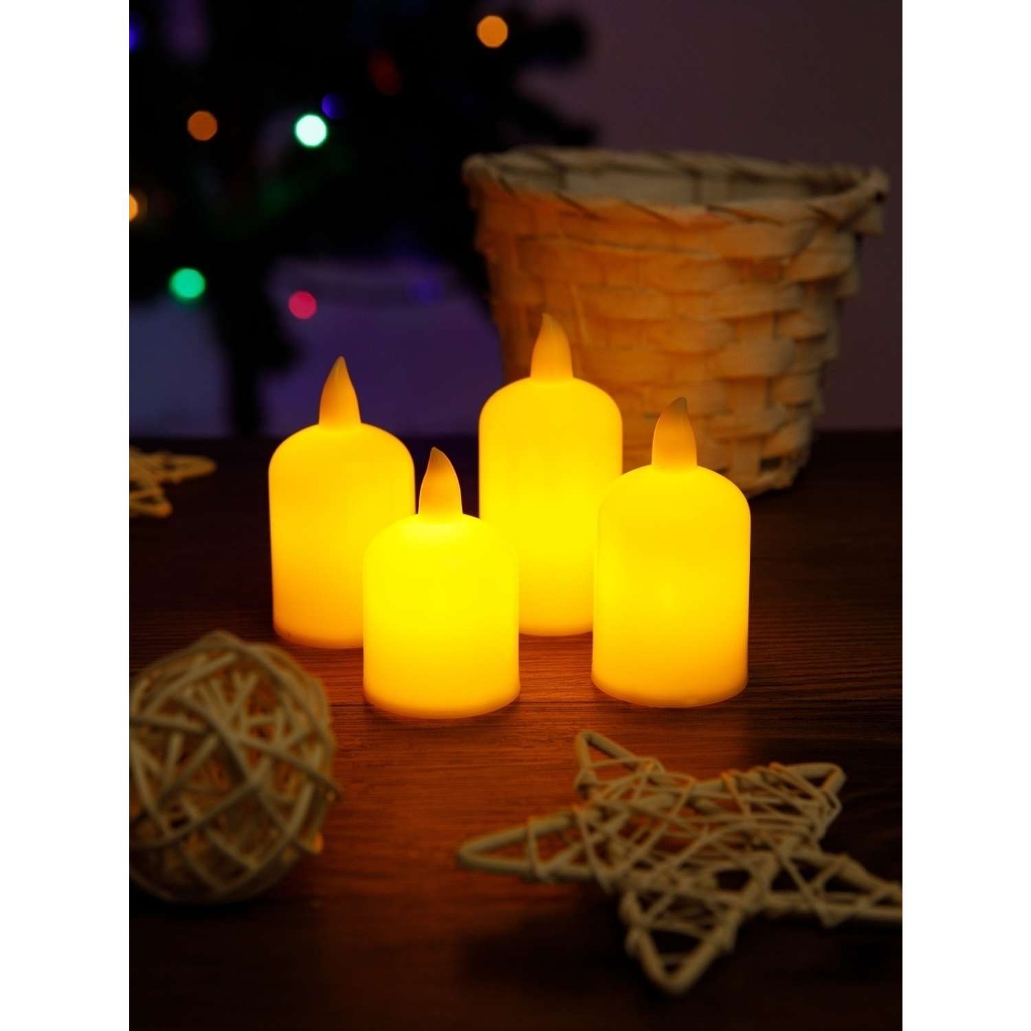Свеча BABY STYLE декоративная рождественская цилиндр LED 4 шт - фото 1