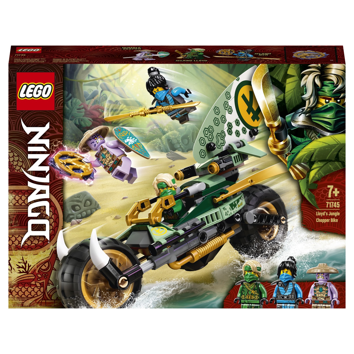 Конструктор LEGO Ninjago Мотоцикл Ллойда для джунглей 71745 купить по цене  1599 ₽ в интернет-магазине Детский мир