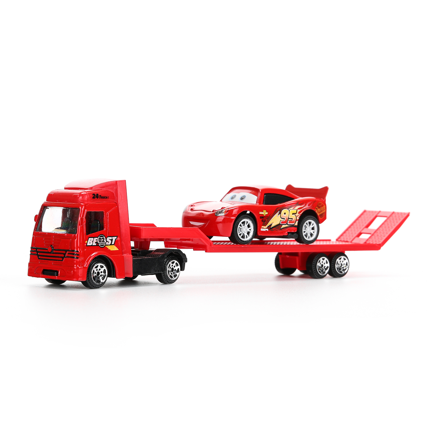 Игровой набор Huada Toys Тачки Автоперевозчик красный 393526 - фото 3