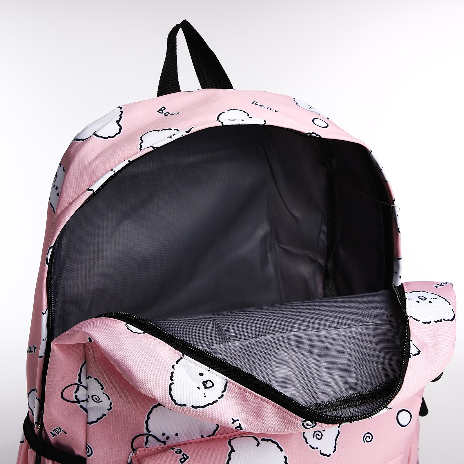 Рюкзак школьный NAZAMOK из текстиля на молнии 3 кармана пенал цвет розовый - фото 5