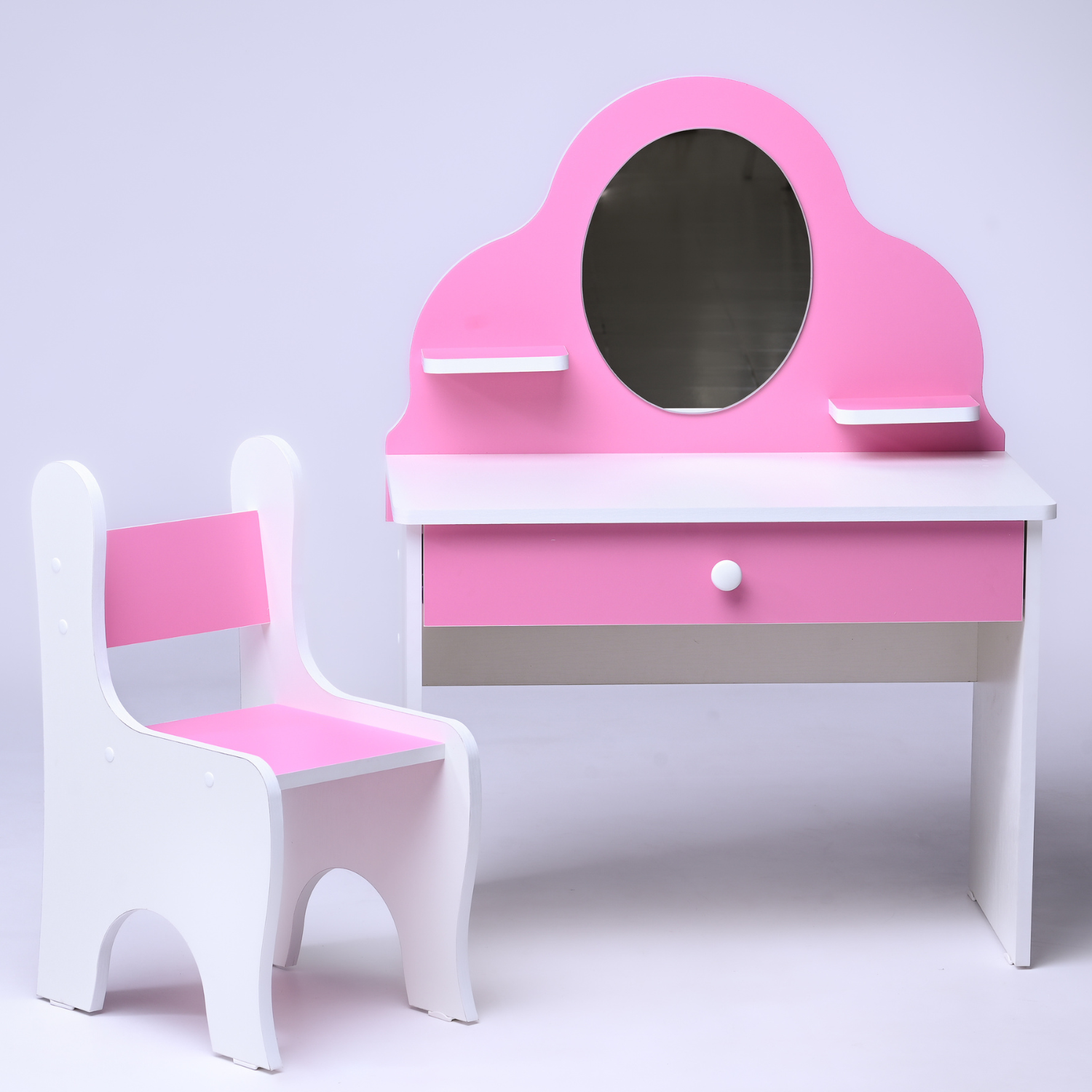 Набор мебели Sitstep Туалетный столик с зеркалом и стулом малиновый - фото 2