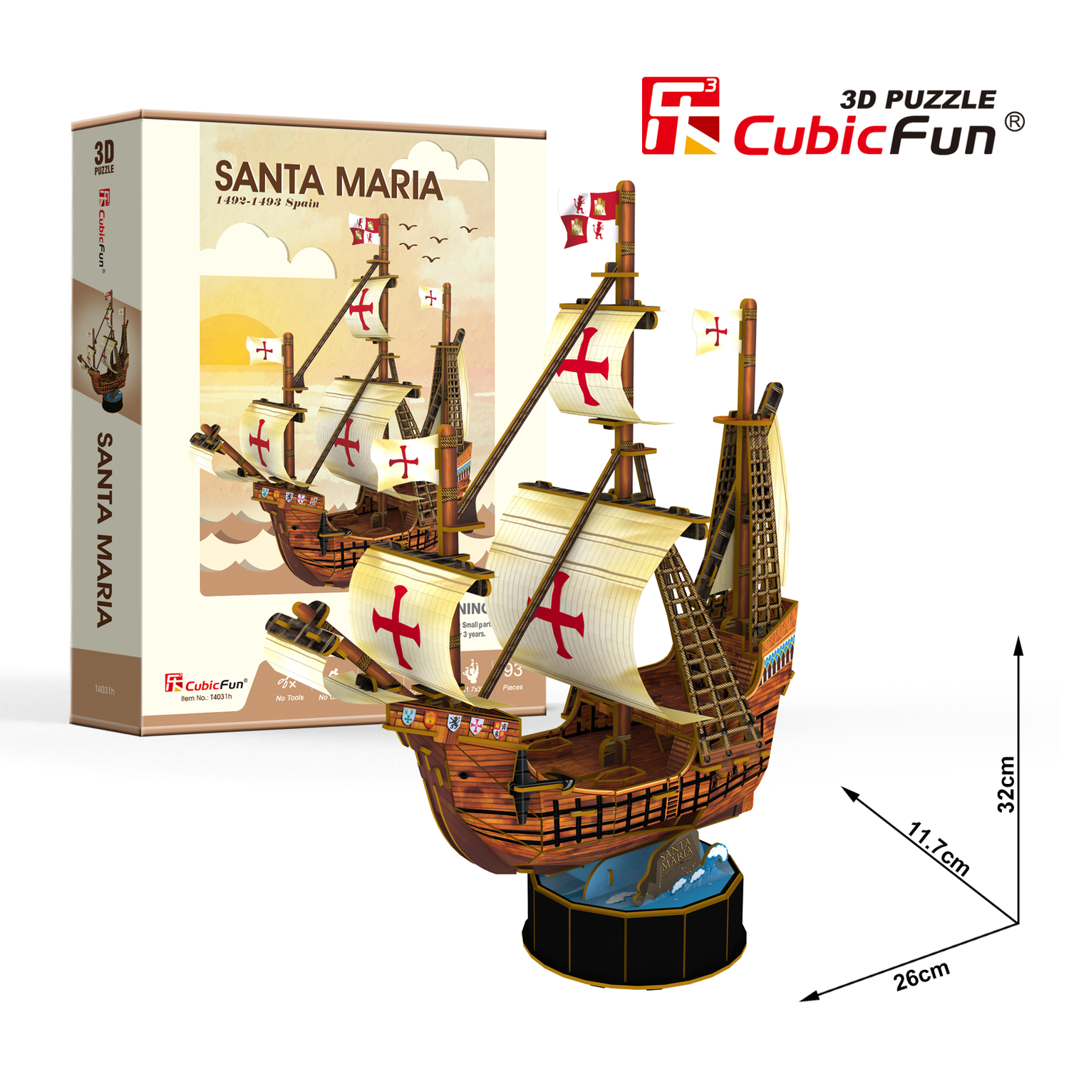 Пазл CubicFun Корабль Санта-Мария 3D 93детали T4031h - фото 2