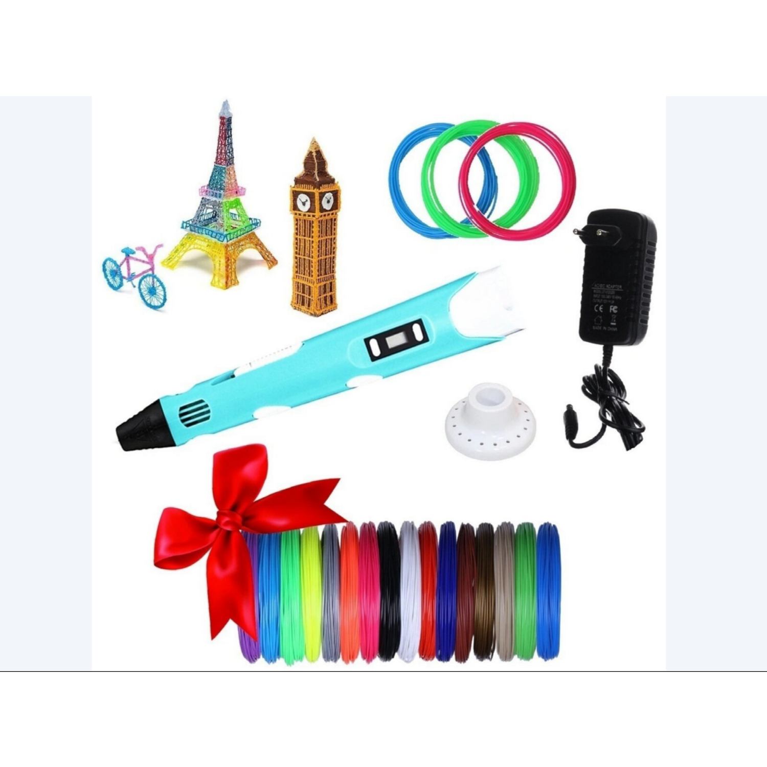 Набор 3D PEN 3D Ручка PEN3 с набором трафаретов и 100м пластика в подарок Детское творчество и развитие - фото 1