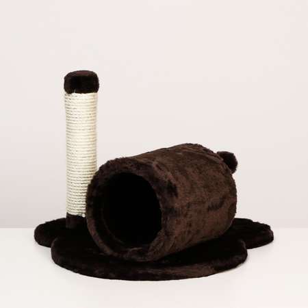 Игровой комплек Пижон со столбиком-когтеточкой трубой и игрушкой коричневый