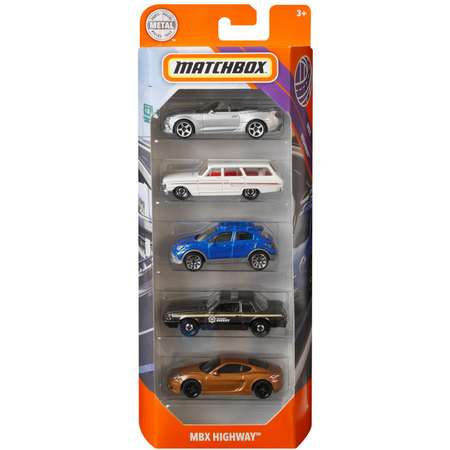 Набор машинок Matchbox Автострада 2 масштабных 5шт GKJ04