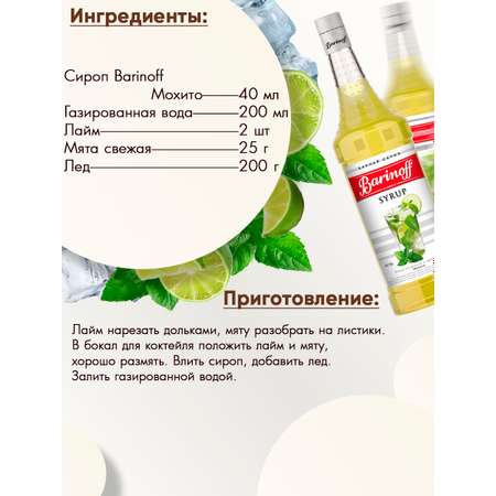 Сироп Barinoff Мохито для кофе и коктейлей 1л