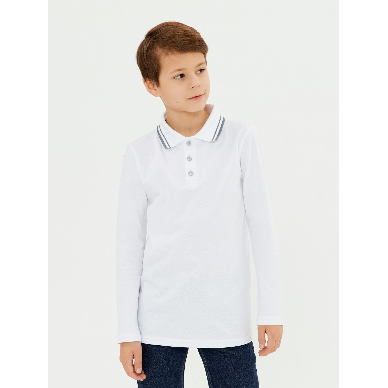 Рубашка-поло M-BABY MB-4141/белый/белый/серый - фото 4
