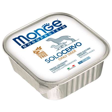 Корм для собак MONGE Dog Monoprotein Solo паштет из оленины консервированный 150г