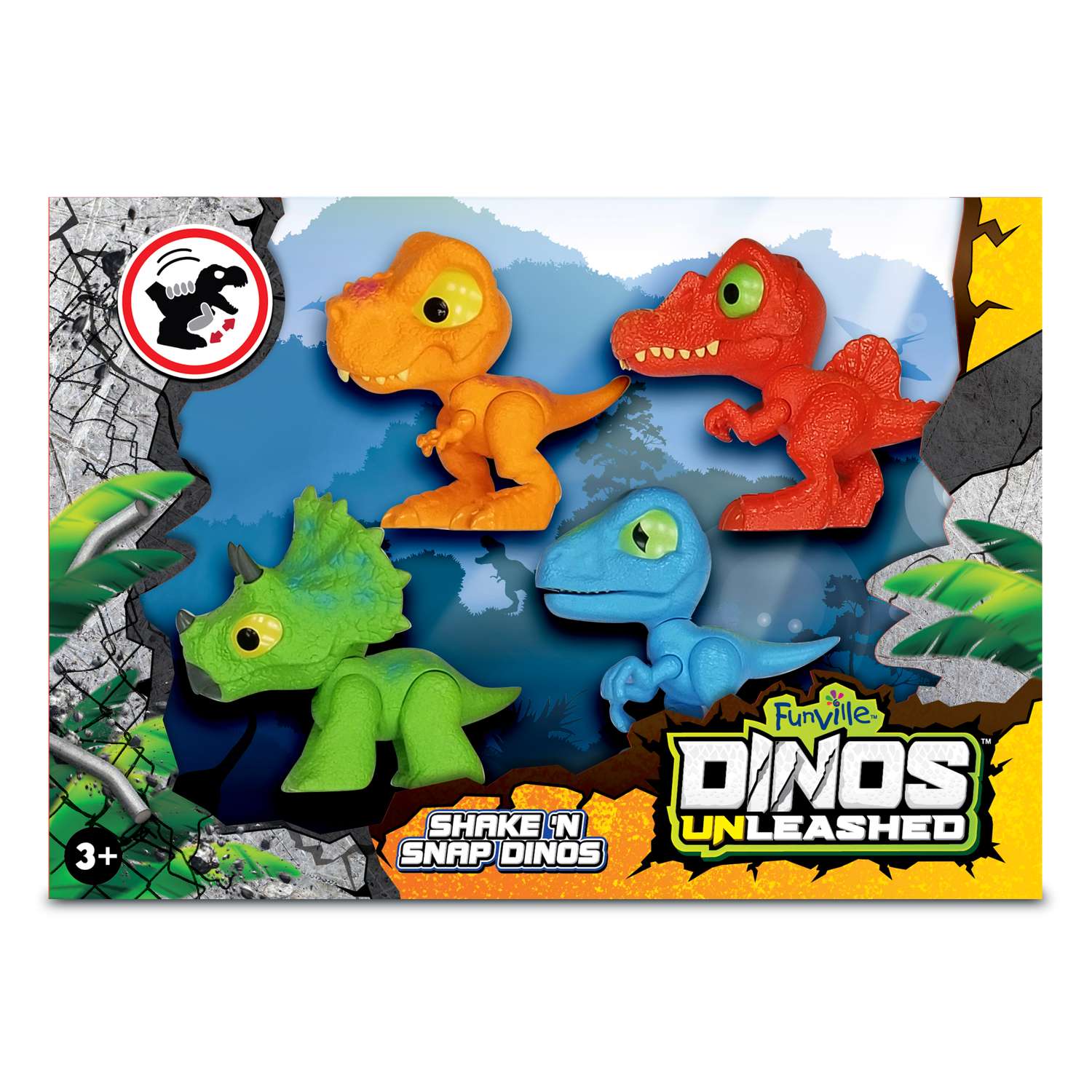 Фигурка динозавра Dinos Unleashed набор из 4 штук клацающих динозавров - фото 1