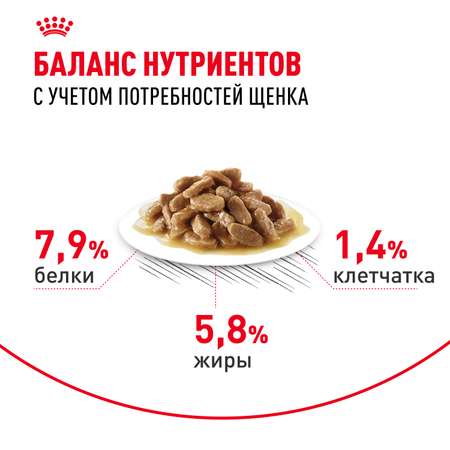 Корм для щенков Royal Canin Mini Puppy мелких пород до 10 месяцев кусочки в соусе пауч 85г