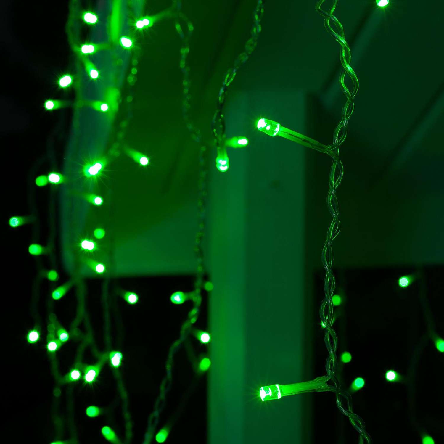 Гирлянда Luazon «Бахрома» IP44 прозрачная нить 180 LED свечение зелёное 8 режимов 220 В - фото 3